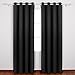 Deconovo Grommet Solid Thermal Insulated Blackout Curains, Black, 52W x 63L Inch