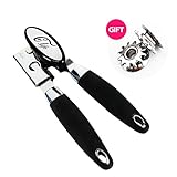Can Openers C.Life Portable Manual Can Opener Heavy Duty Stainless Steel Bottle Openers (Safety, Sharp, Smooth Edge, Built-In, Side Cut, Easy Turn, Ergonomic Handle) for Kitchen Dinning Utensils-Black