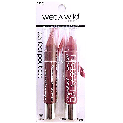 Wet N Wild Megaslicks Lip Balm Stain Perfect Pout Set (Rico Mauve & Made You Pink), 2-PC Set