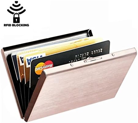 Compact Front Pocket Slim Credit Card Holder Thin RFID Block Wallet Money Cash (Rose Gold)