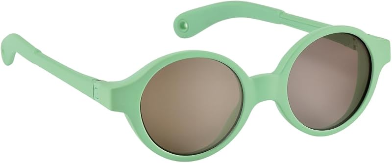 , Occhiali da sole per bambini 9-24 mesi, 100% protezione UV - CAT 3, protezione laterale, comfort ottimale, aste regolabili a 360°, Joy, verde neon
