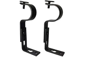 TEJATAN Adjustable Curtain Rod Brackets, Black, Set of 2