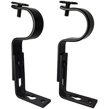 TEJATAN Adjustable Curtain Rod Brackets, Black, Set of 2