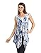 WSK1094 Womens Lightweight Sleeveless Tie Dye Open Front Drape Cardigan L White_Navy