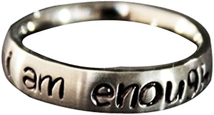 Queenbox® Stainless Steel Therapy Depression Awareness Ring I Am Enough Inspiration Jewelry Strength Gift