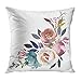 Emvency Throw Pillow Cover Navy Anemone Dusk Blue Pale Pink Gray White Watercolor Floral Corner Bouquet Arrangement Decorative Pillow Case Home Decor Square 18x18 Inches Pillowcase
