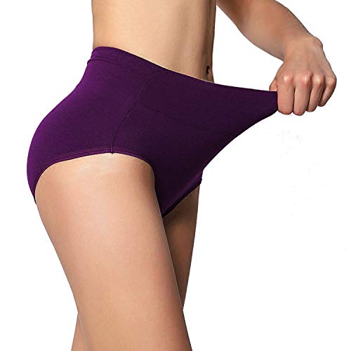 ASIMOON Womenâ€™s Cotton Underwear 5 Pack Mid Waist Briefs Breathable Soft Ladies Stretch Panties Underpants