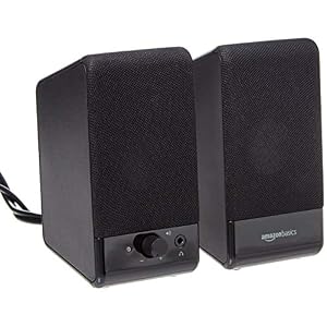 Amazon Basics Computer Speakers for Desktop or Laptop PC | USB-Powered, Black