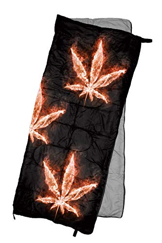 REVALCAMP Lightweight Sleeping Bag – Black Cannabis – Indoor & Outdoor use. Great for Kids, Teens & Adults. Ultra Light and Compact Bags are Perfect for Hiking, Backpacking, Camping & Travel.