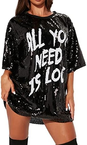 sequin t-shirt dress amazon Amazon.com: Ophestin Women's Sparkly Sequin T Shirt Dress Short Sleeve Crewneck Tie Backless Glitter Party Club Dresses Black S : Clothing, Shoes & Jewelry