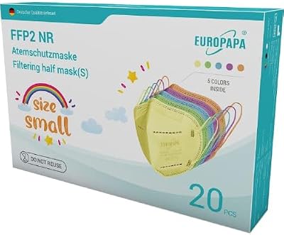 EUROPAPA FFP2 Masks S Small Size 20pcs 5-Ply Respirators Individually Packed EU