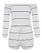 YOMISOY Women Slash Stipred Romper Print Long Sleeve Summer Outfits Short Jumpsuits,Small,White