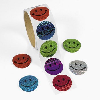 Fun Express 100 Holographic Smile Face Stickers