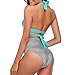 Flyalone❤️Women Vintage Swimsuit Two Piece Retro Halter Ruched High Waist Print Bikini Setthumb 2