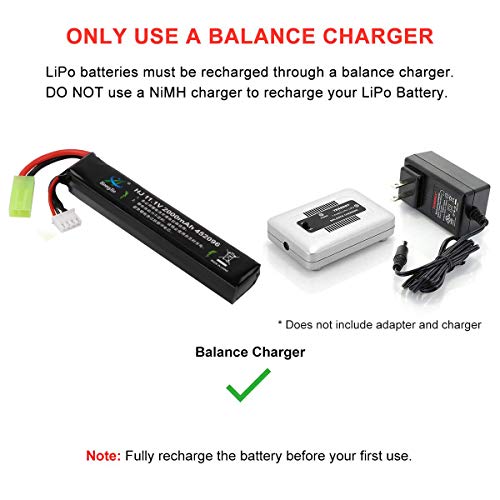 11.1V Airsoft Battery 2000mAh 30C Rechargeable Hobby LiPo Battery with Mini Tamiya Connector for Airsoft Guns Airsoft Rifle