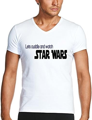 Lets Cuddle And Watch Star Wars Funny Quotes T-shirt Men V Neck X-Large