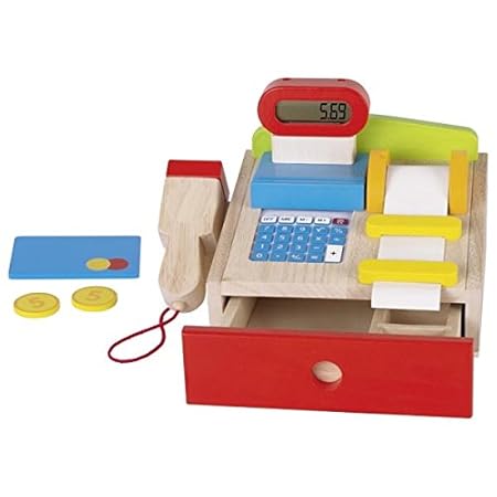 Goki – Registrierkasse mit Scanner – Taschenrechner – echtes Display, 8651575, 22 x 18 x 14 cm