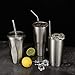 Stainless Steel Straws, Tapleap Reusable Metal Drinking Straws withSilicone Tips, 2 Pouches and Cleaning Brush, Fits 30 20oz Tumbler, Set of 8, Multiple Sizes, BPA Free
