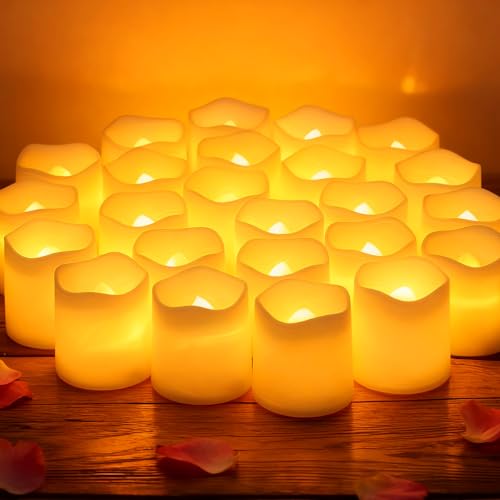 24 Pieces Flickering LED Candles with Realistic Flame Effect, Electric Flameless Small Candle, Flashing Candle Lights for Christmas, Wedding, Easter Decoration