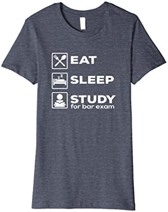 Womens Lawyer Bar Exam Graduation Gifts T-Shirt Eat Sleep Study Small Heather Blue