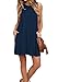AUSELILY Women's Solid Plain Sleeveless Pocket Casual Loose T-Shirt Dress Tank Sundress Indigo (S,Navy Blue)