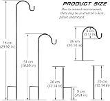 Jermily 2 Pack Shepherds Crook Hooks Adjustable Height Black 76 cm Base view 5
