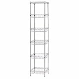 SINGAYE Storage Shelves, 6-Tier Wire Shelving Unit with Baskets Storage Rack Corner Shelf Shelving Adjustable Storage Shelf, 13.4" D x 13.4" W x 51.2" H,Silver
