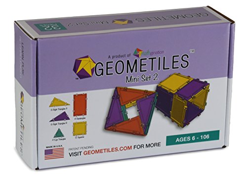 Geometiles 3D Building Set for Learning Math, Includes Online Activity Books,32-pc, Made in USA (Triangle/Rectangle/Square)