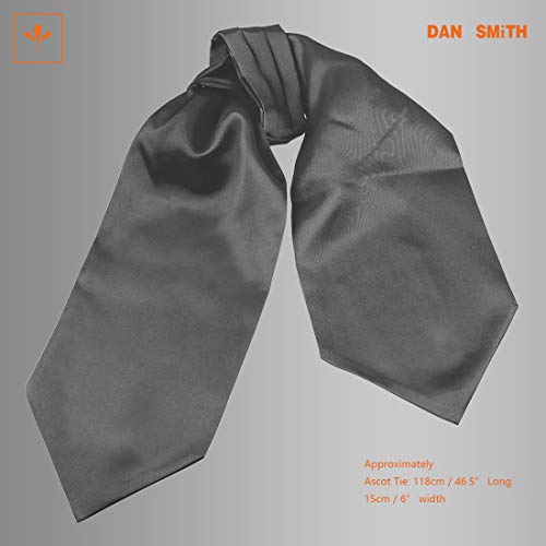 Grey Ascot Cravat Tie For Men Satin Solid Smart Neckerchief Handkerchief For Travel Yong Boy Dan Smith C.C.AQ.C.013 Dim Grey