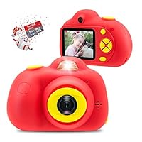 Veroyi Kids Camera with 16GB Micro SD Card 8MP Rechargeable Digital Front and Rear Selfie Camera with 2 Inches Screen Child Camcorder Toys Gift for 4-10 Years Old Boys and Girls (Red)