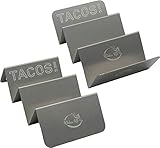 2 Pack Stylish Stainless-Steel Tray Style Taco Holders for Soft & Hard Shell Tacos & Burrito's (puesto de tacos) - Ideal for Taco Tuesday - Dishwasher, Grill and Oven Safe Taco Plates.
