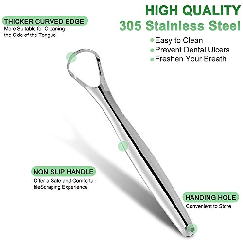 Zungenreiniger Schaber, ConBlomi 3er Pack Edelstahl Metall Zungenschaber, aus Edelstahl gegen Mundgeruch und für Frischer Atem mit Etui für Mundpflege