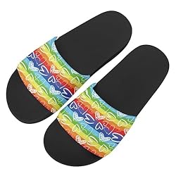 Howilath Heart Rainbow Stripes Comfortable Sandals