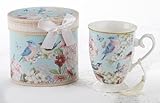 Porcelain Tea / Coffee Mug in Matching Decoraive Box, Blue Birds