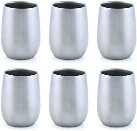 Vino2Go Vacuum Insulated Double Wall Stainless Steel Lowball Wine Tumbler 9 oz (Pack of 6)