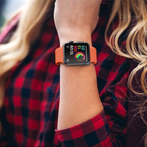 iDon Smart Watch Sport Band, Soft Silicone Replacement Sports Band Compatible for Apple Watch Band 38mm 2017 Series 3 Series 2 Series 1 All Models(M/L, Apricot)