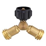 Champs Propane Y Splitter Tee Solid Brass with 1-Male QCC to 2-Female QCC for BBQ Grills, Camping Stoves, Gas Burners