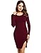 ANGVNS Women Long Sleeve Pencil Sheath Above Knee Split Sexy Dress