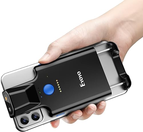 Eyoyo 2D Backclip Bluetooth Barcode Scanner, Phone Barcode Scanner with Back Clip, QR 1D Wireless Code Scanner with 1600mAh Battery Works with Android, iOS, iPhone