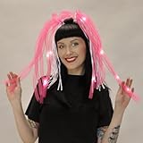 Pink Light Up Noodle Headband with White Ribbons