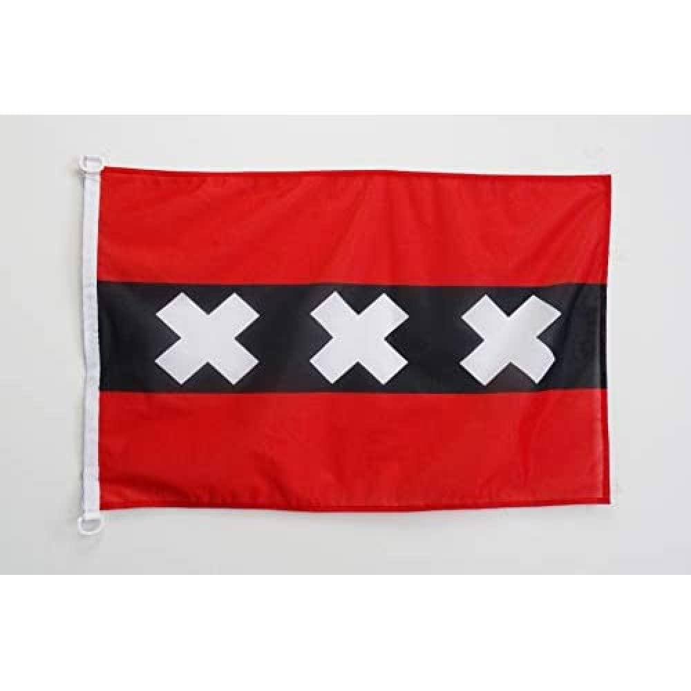 AZ FLAG - Amsterdam Flag - 2x3 Ft - For Outdoor - Netherland Banner Knitted Polyester with Two Plastic Rings - Fade Resistant - Vivid Colors - 2' x 3' Feet - 90x60 Cm