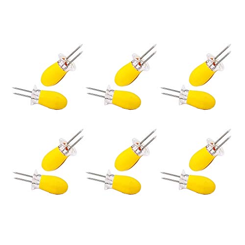 WasonD Set Of 12 Interlocking Corn Holders Stainless Steel Non Slip BBQ Jumbo Food Holder Grips Forks