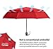 EEZ-Y Travel Umbrellas for Rain - Wind Resistant w/Open Close Button - Red