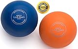 Lacrosse Balls Massage Ball Therapy - Myofascial Tension Release, Fascia Release, Massage Balls for Foot, Massage Balls for Back, Trigger Point Therapy Balls, Yoga, Pack of 2 Balls (Orange & Blue)
