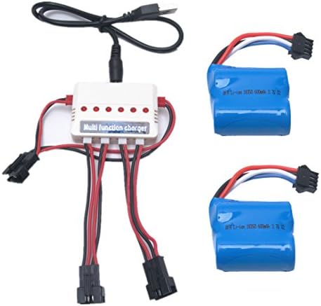 Reikirc 2pcs 3.7v 600mah battery and 1to3 charger for UDI UDI001 Venom Remote Control Boat Spare Parts