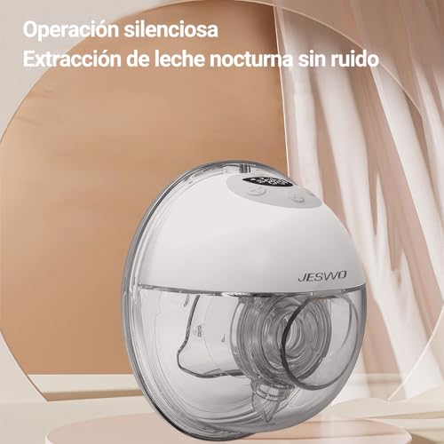 JESWO Extractor de Leche Electrico portatil, Extractor de Leche Manos Libres Recargable, 4 Modos y 9 Niveles, Pantalla LED, Ultra Silenciosa y Sin Dolor, con Flange de 27mm, 24mm, 21mm