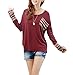 Amstt Women Long Sleeve O-Neck Patchwork Casual Loose T-shirt Blouse Tunic Tops