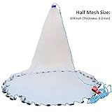 Goture American Saltwater Fishing Cast Net for Bait Trap Fish 4ft/6ft/8ft/10ft/12ft Radius, 1/4 Inch Mesh Size 