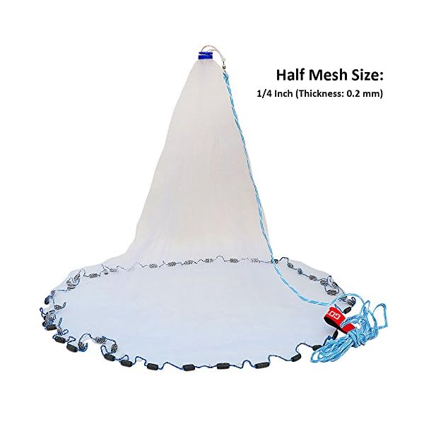 Pisfun-American-Saltwater-Fishing-Cast-Net-for-Bait-Trap-Fish-4ft6ft8ft10ft12ft-Radius-14-Inch-Mesh-Size
