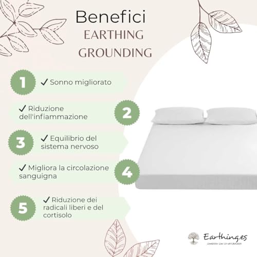 Earthing Grounding Sheet in Organic Cotton with Silver Fibre – Ground Connection with Cable and Adapter – Stress Reduction, Better Sleep and Renewed Energy 200 x 200 x 30 cm)